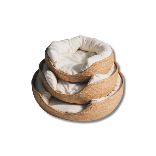 Handwoven Bamboo Cat Nest – Breathable Basket with Washable Cushion