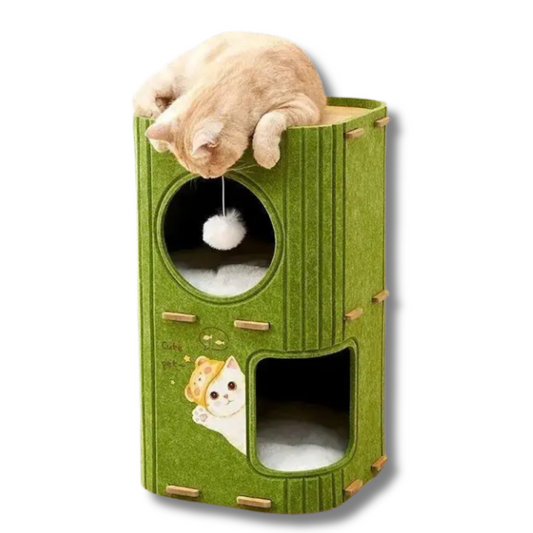 Pawrie Luxe Multi-Layer Cat House – Scratching, Play & Comfort in One - Green | 60cm