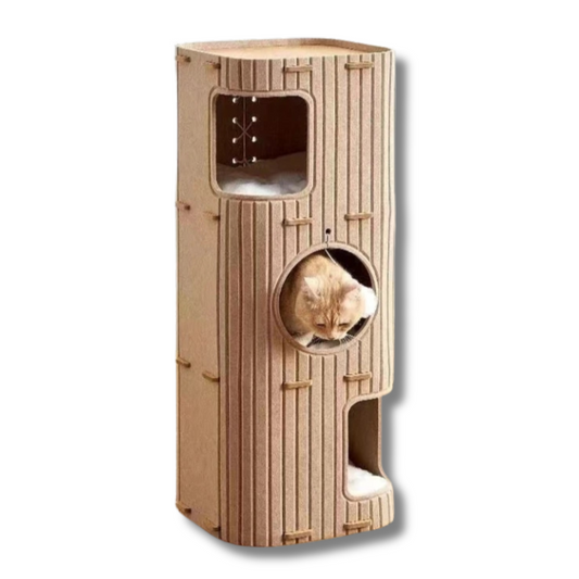 Pawrie Luxe Multi-Layer Cat House – Scratching, Play & Comfort in One - Camel | 90cm