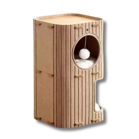 Pawrie Luxe Multi-Layer Cat House – Scratching, Play & Comfort in One - Camel | 60cm