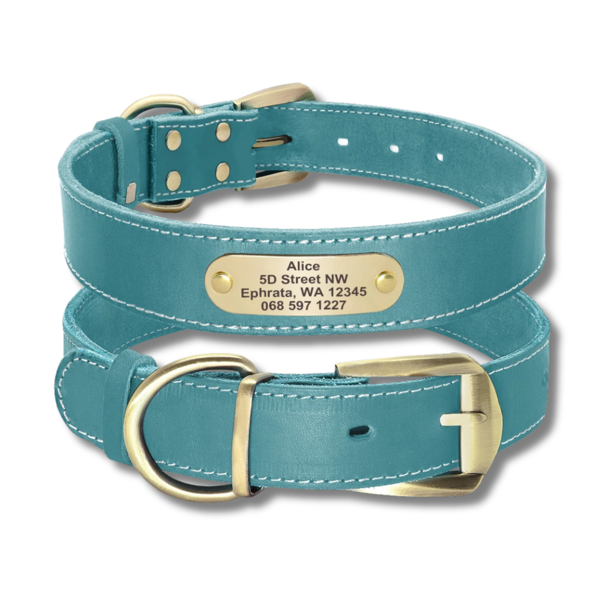 Custom Leather Dog Collar - Blue - 2XS to XL.
