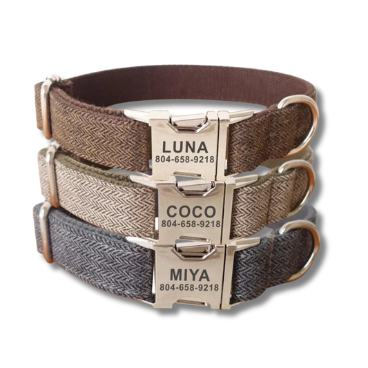 Personalised Plaid Dog Collar & Lead Set