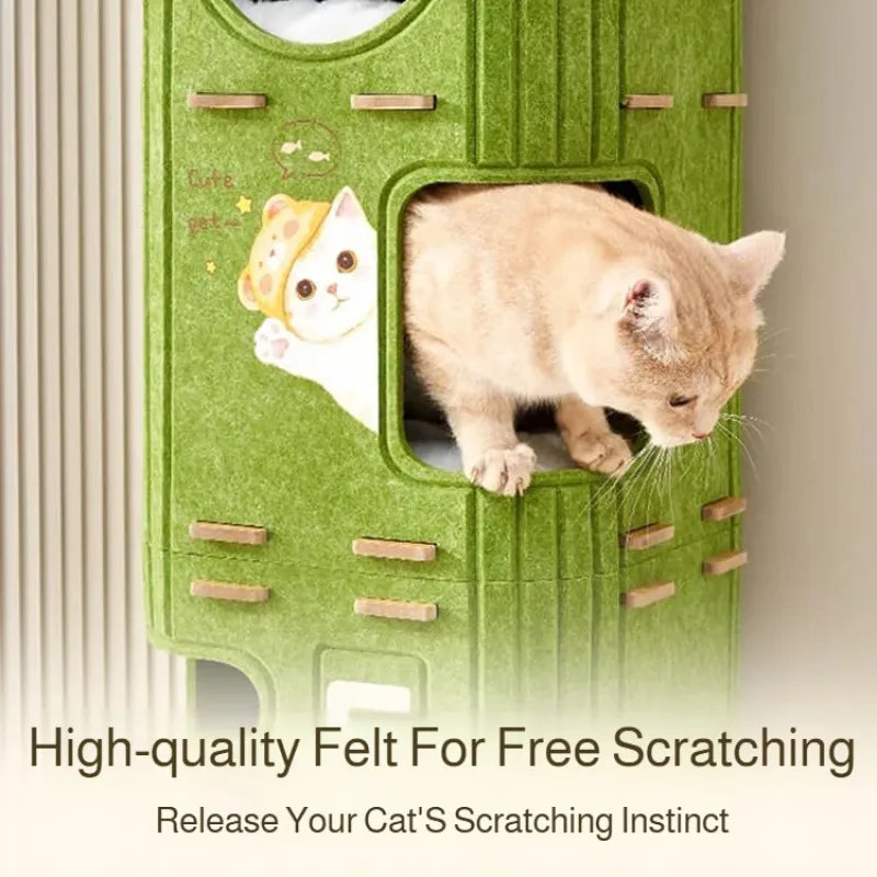 Pawrie Luxe Multi-Layer Cat House – Scratching, Play & Comfort in One - Green | 90cm