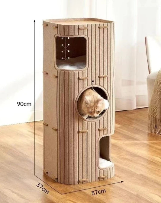 Pawrie Luxe Multi-Layer Cat House – Scratching, Play & Comfort in One - Camel | 90cm