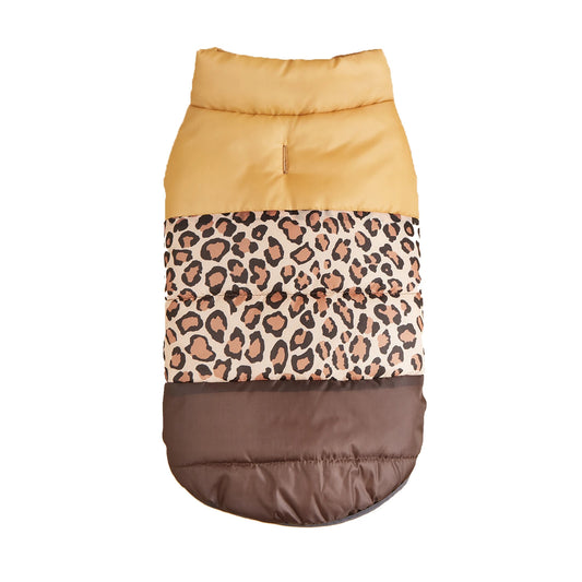 Winter Luxe Pet Coat – Plush-Lined Warmth for Dogs & Cats - Leopard Coffee - XS to XXXL