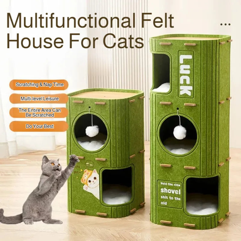 Pawrie Luxe Multi-Layer Cat House – Scratching, Play & Comfort in One - Green | 90cm
