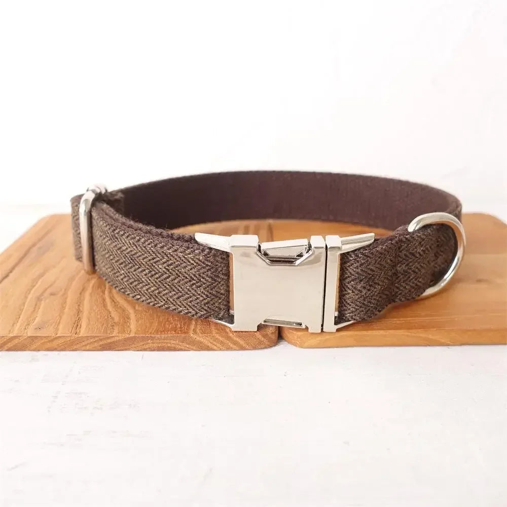 Personalised Plaid Dog Collar & Lead Set