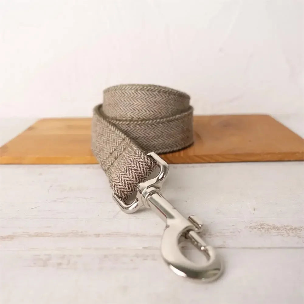 Personalised Plaid Dog Collar & Lead Set