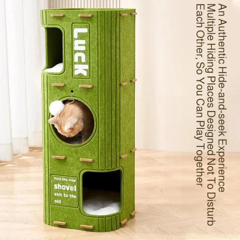 Pawrie Luxe Multi-Layer Cat House – Scratching, Play & Comfort in One - Green | 90cm