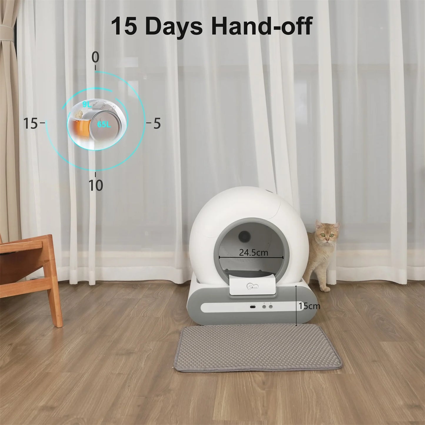 Smart Automatic Cat Litter Box – App Controlled, Self-Cleaning with Safety Sensors