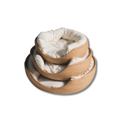 Handwoven Bamboo Cat Nest – Breathable Basket with Washable Cushion