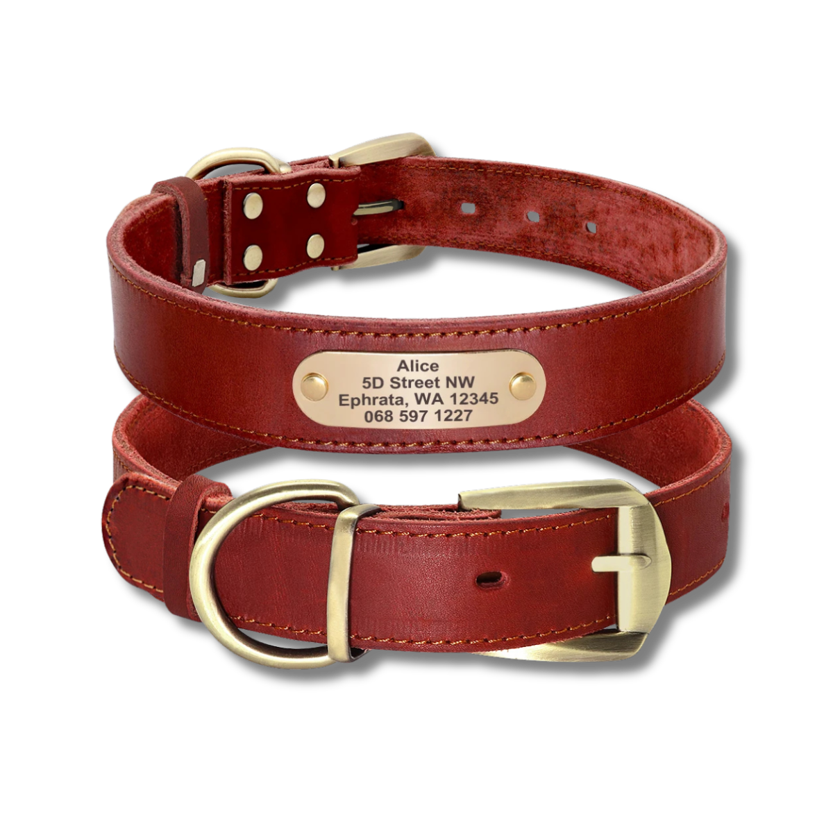 Custom Leather Dog Collar - Red Brown - 2XS to XL