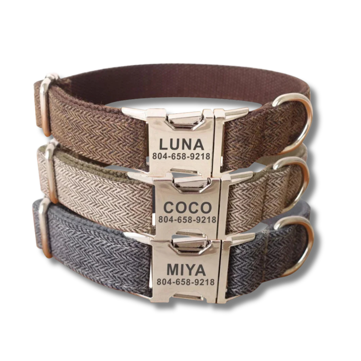Personalised Plaid Dog Collar & Lead Set