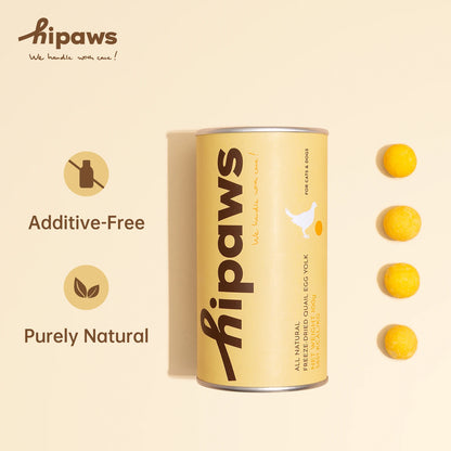 Hipaws 100% Natural Quail Egg Yolk Freeze-Dried Treats (100g Tube)