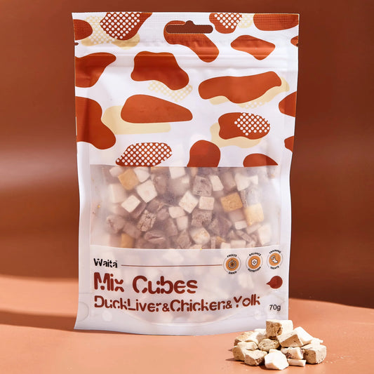 Waita Freeze-Dried Mixed Cubes – Duck Liver, Chicken & Egg Yolk (70g)