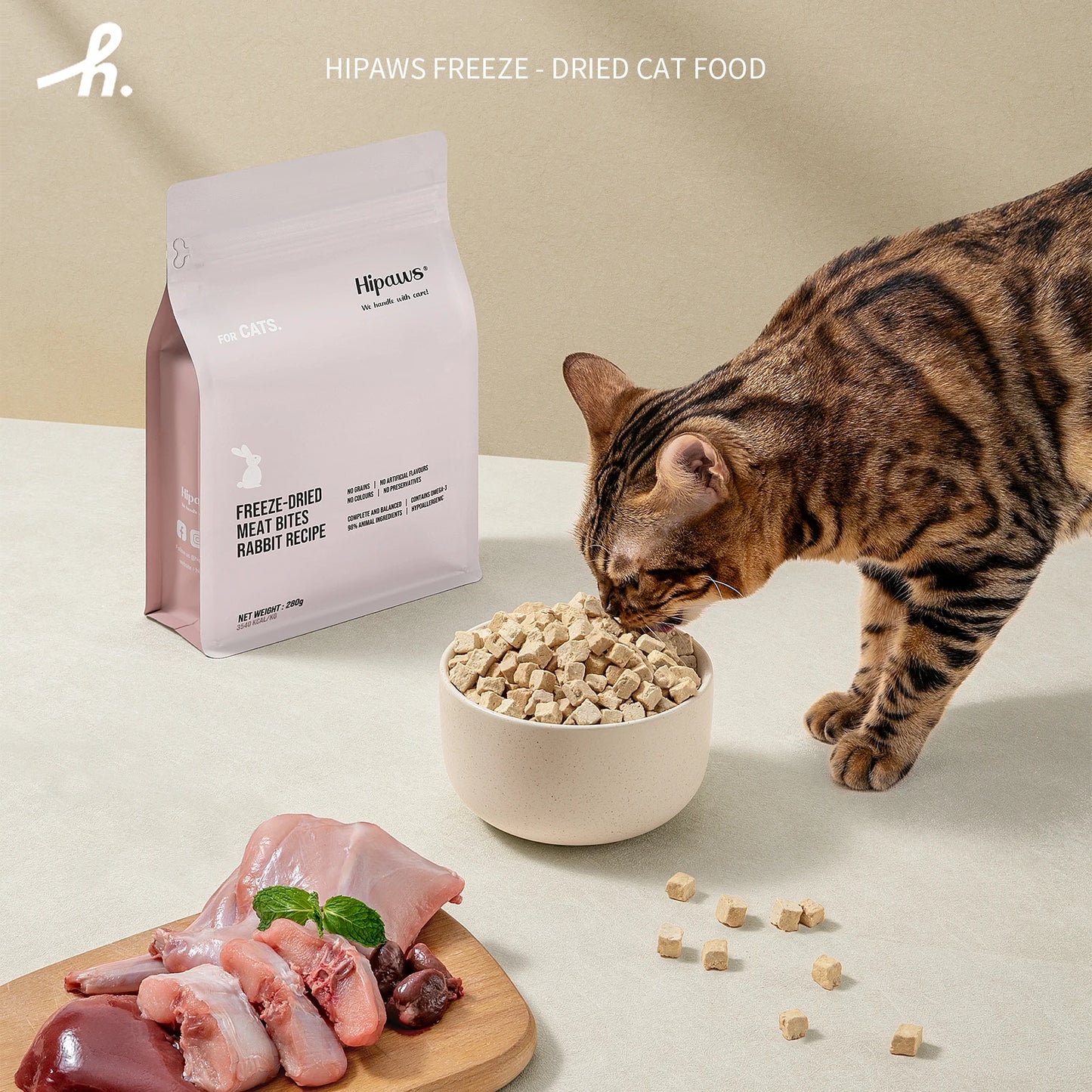 Hipaws Complete Natural Freeze-Dried Cat Food – Rabbit Recipe (280g)