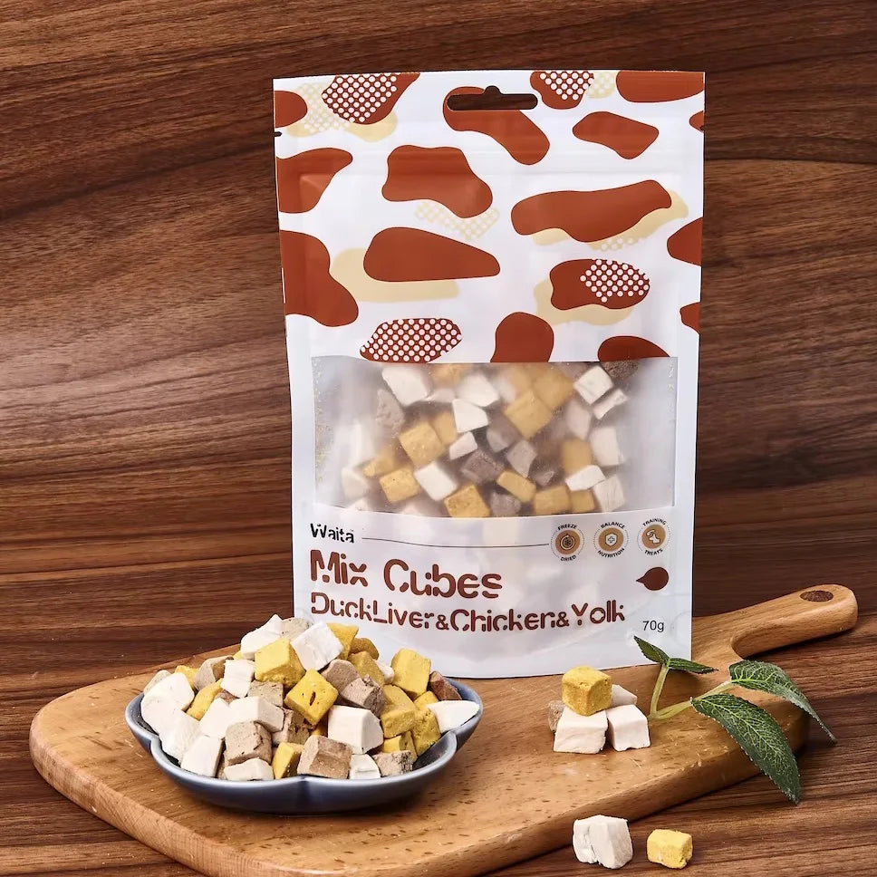 Waita Freeze-Dried Mixed Cubes – Duck Liver, Chicken & Egg Yolk (70g)