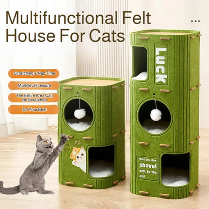 Pawrie Luxe Multi-Layer Cat House – Scratching, Play & Comfort in One - Green | 90cm
