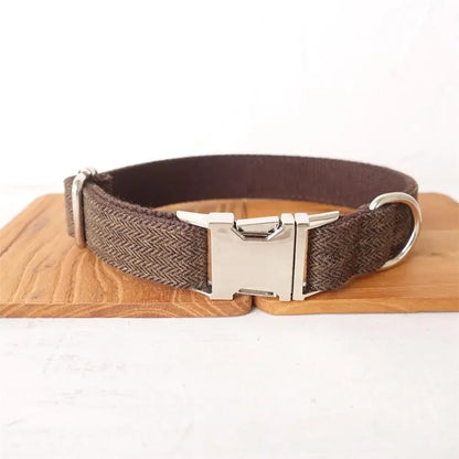Personalised Plaid Dog Collar & Lead Set