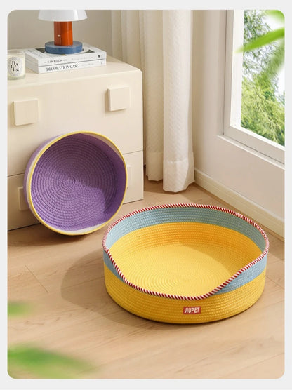 Rattan Haven Cat Bed - JuPet - Yellow