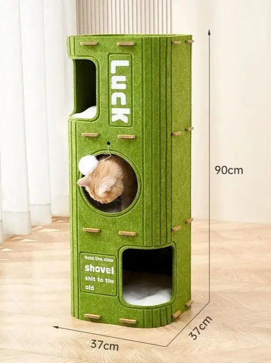 Pawrie Luxe Multi-Layer Cat House – Scratching, Play & Comfort in One - Green | 90cm