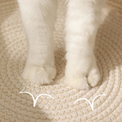 Rattan Woven Cat Bed – Handmade with Washable Cushion - Gray