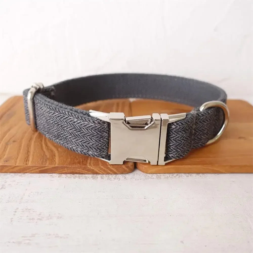 Personalised Plaid Dog Collar & Lead Set