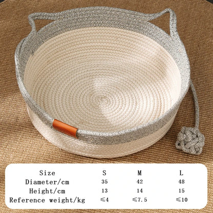 Rattan Woven Cat Bed – Handmade with Washable Cushion - Gray